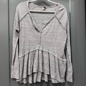 We the Free coastal peplum top long sleeve, boho, distressed